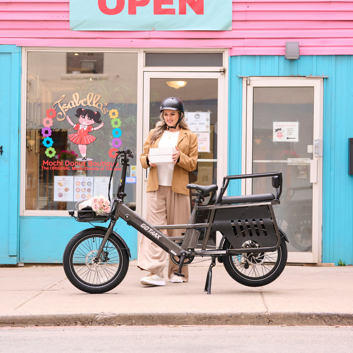 Porter Electric Cargo Bike with Free Accessories(Rear&Front Rack, Child Seat)