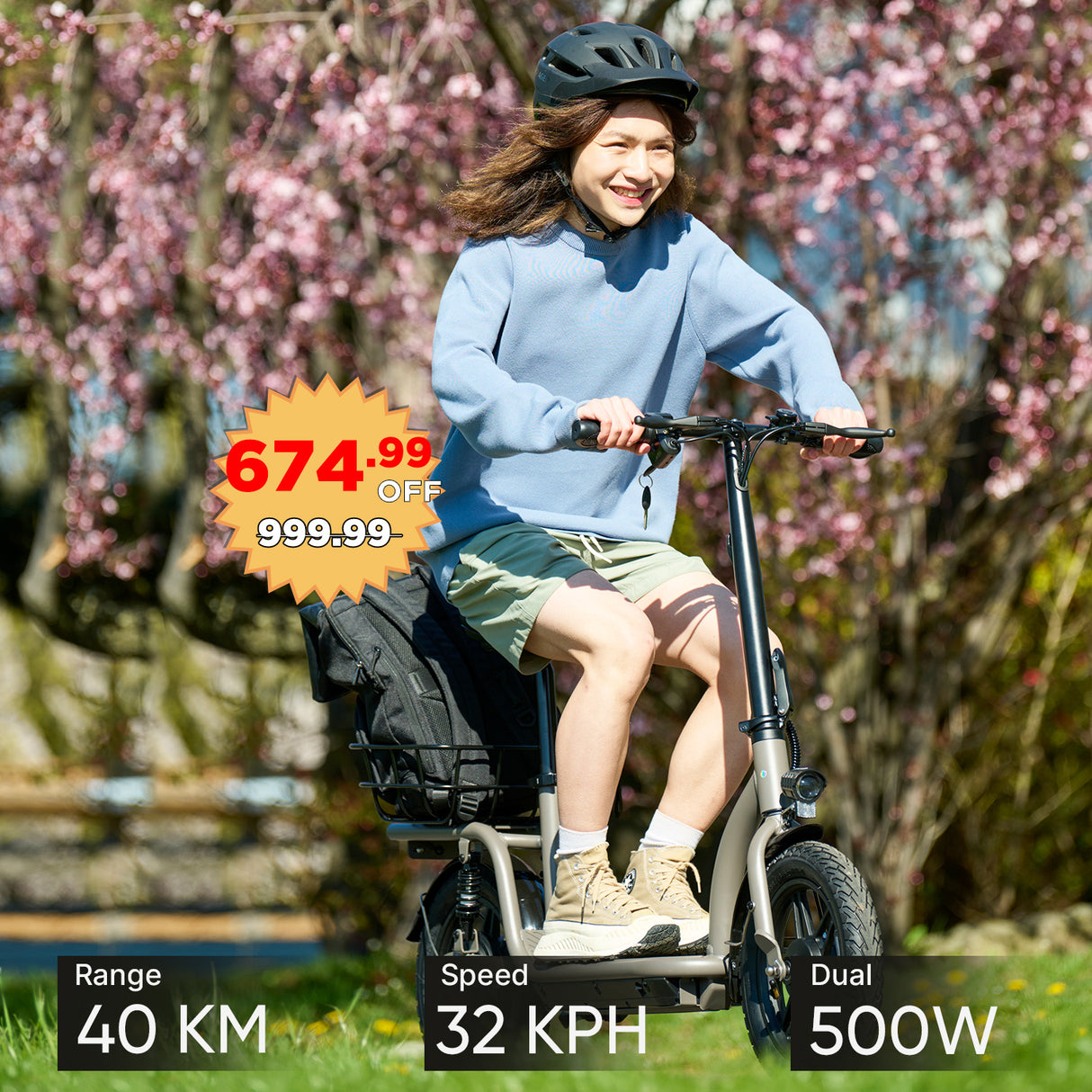 Flex Campus Pro Foldable Electric Scooter with Seat 14" 32KM/h | 40KM Range(🔥 Mother's Day Sale)