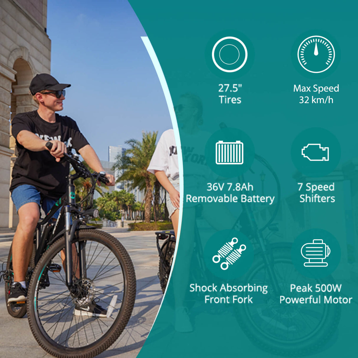 Vélo électrique longue portée EBE3 27,5" 32 km/h | Autonomie de 80 km