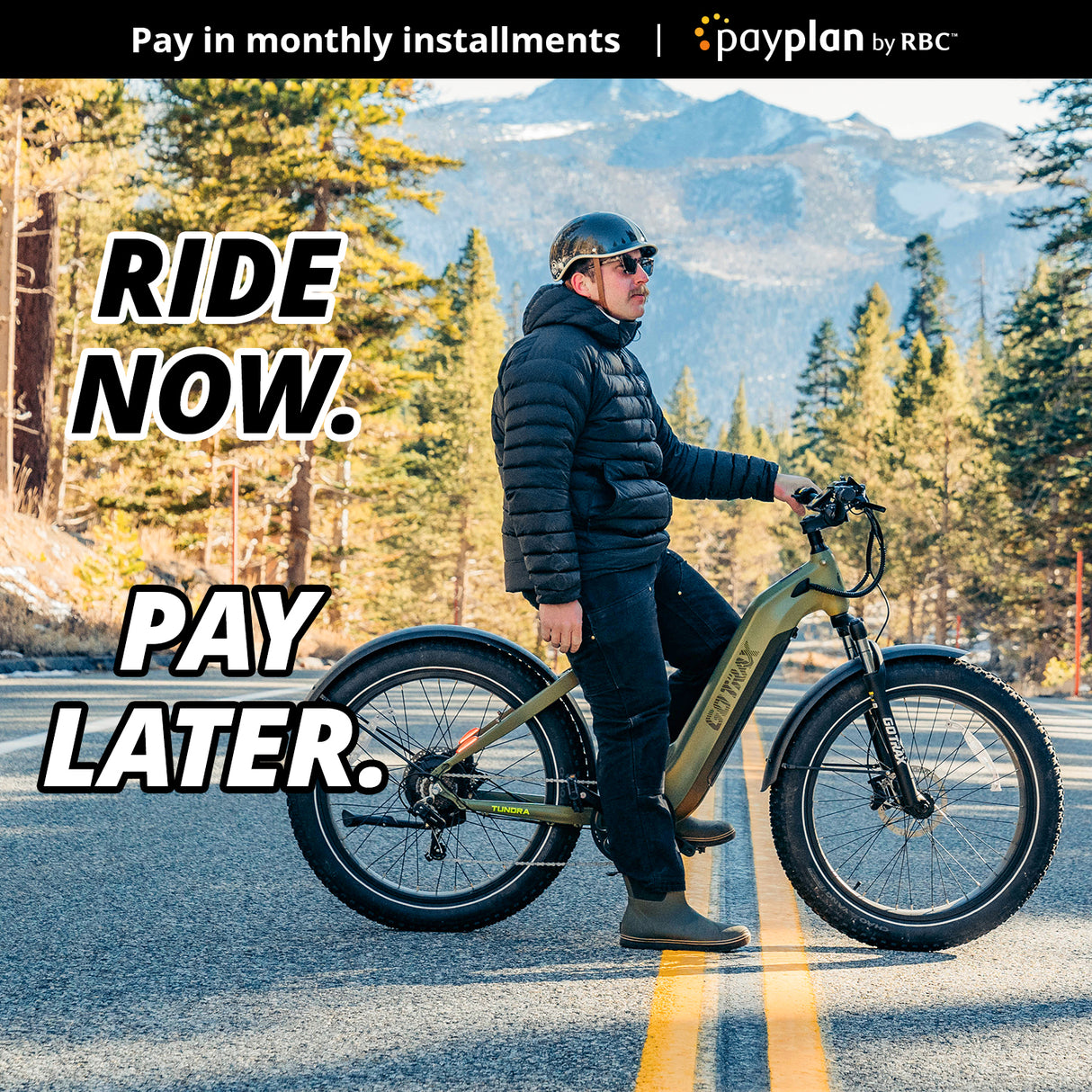 Ride Now, Pay Later financing option for Gotrax Tundra all-terrain electric bike