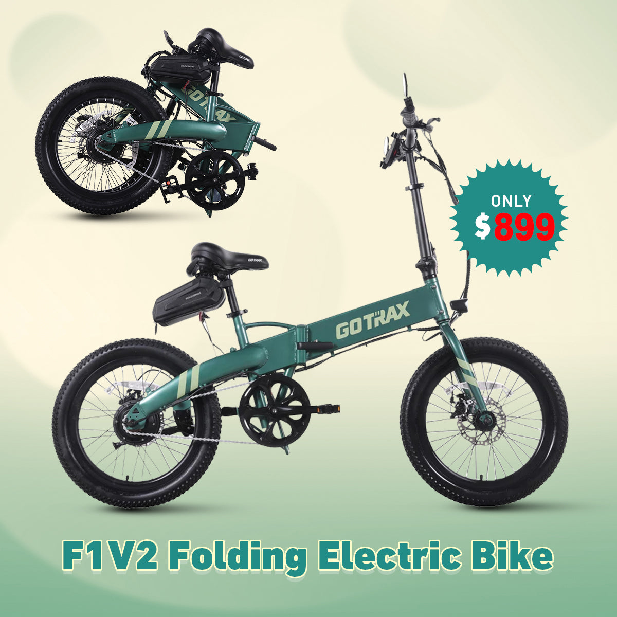 F1V2 Folding Electric Bike 20*2.6" 32KPH | 64KM Range(🔥 Spring Sale)