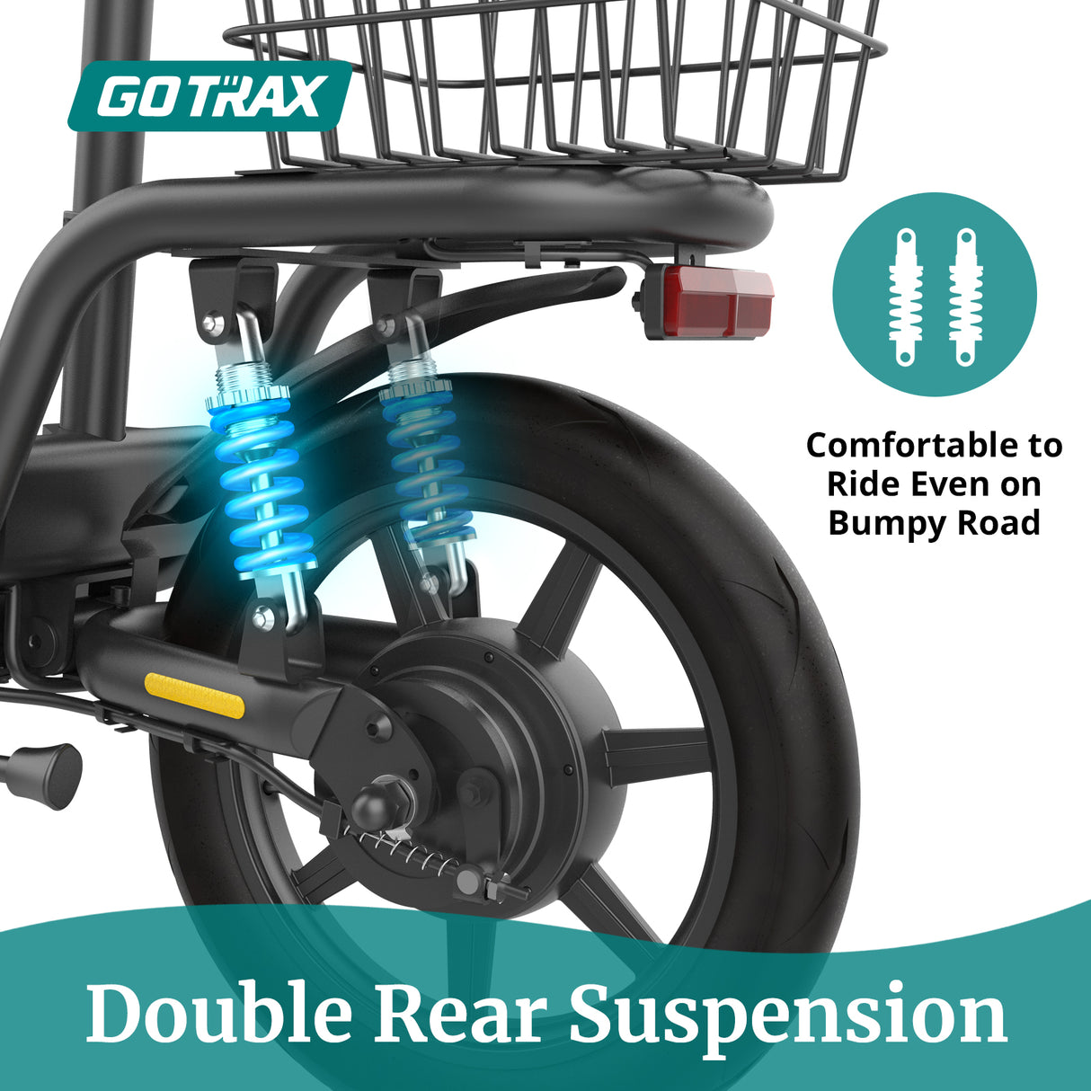 escooter's dual rear suspension