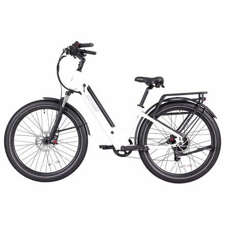 left-side view of Gotrax white CTI3 electric bike with sleek and sturdy design