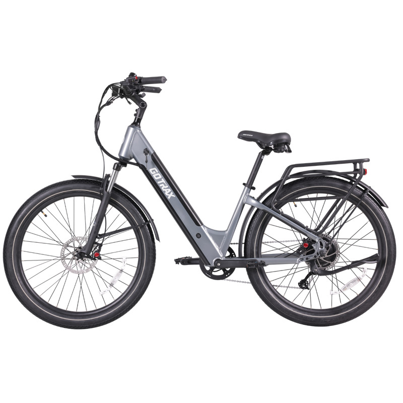 left-side view of Gotrax gray CTI3 electric bike with sleek and sturdy design