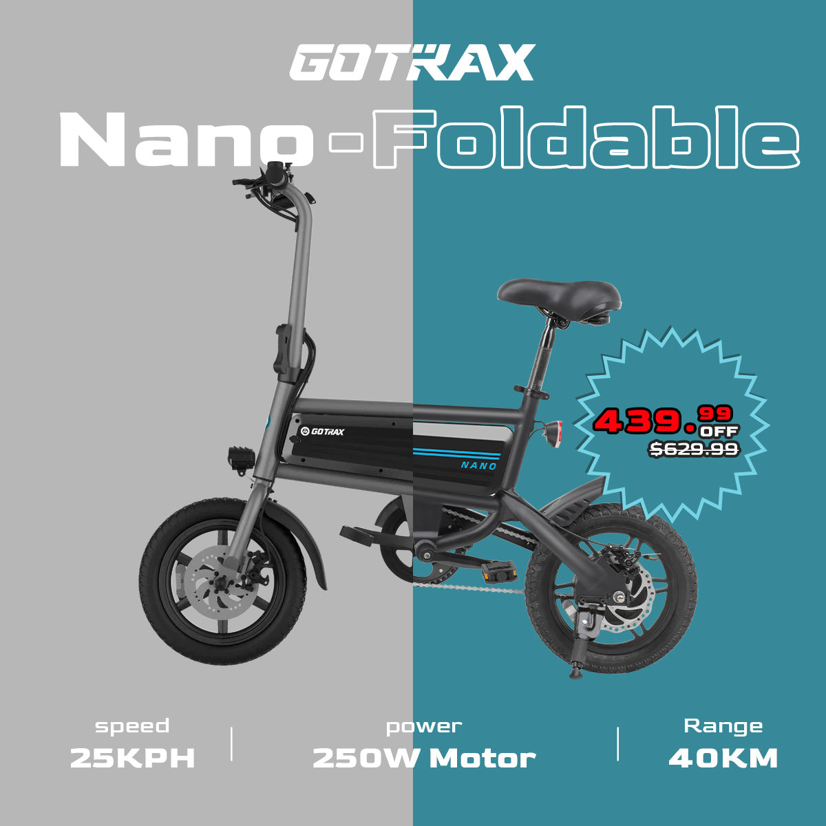 S2 / Nano Foldable and Compact Electric Bike 14" 25KPH | 40KM Range(🔥 Spring Sale)
