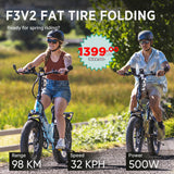 F3V2 Fat Tire Folding E-Bike 20*4.0" 32KPH | 98KM Range