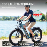 Vélo électrique tout-terrain EBE5 26" 32 km/h | Autonomie de 65 km
