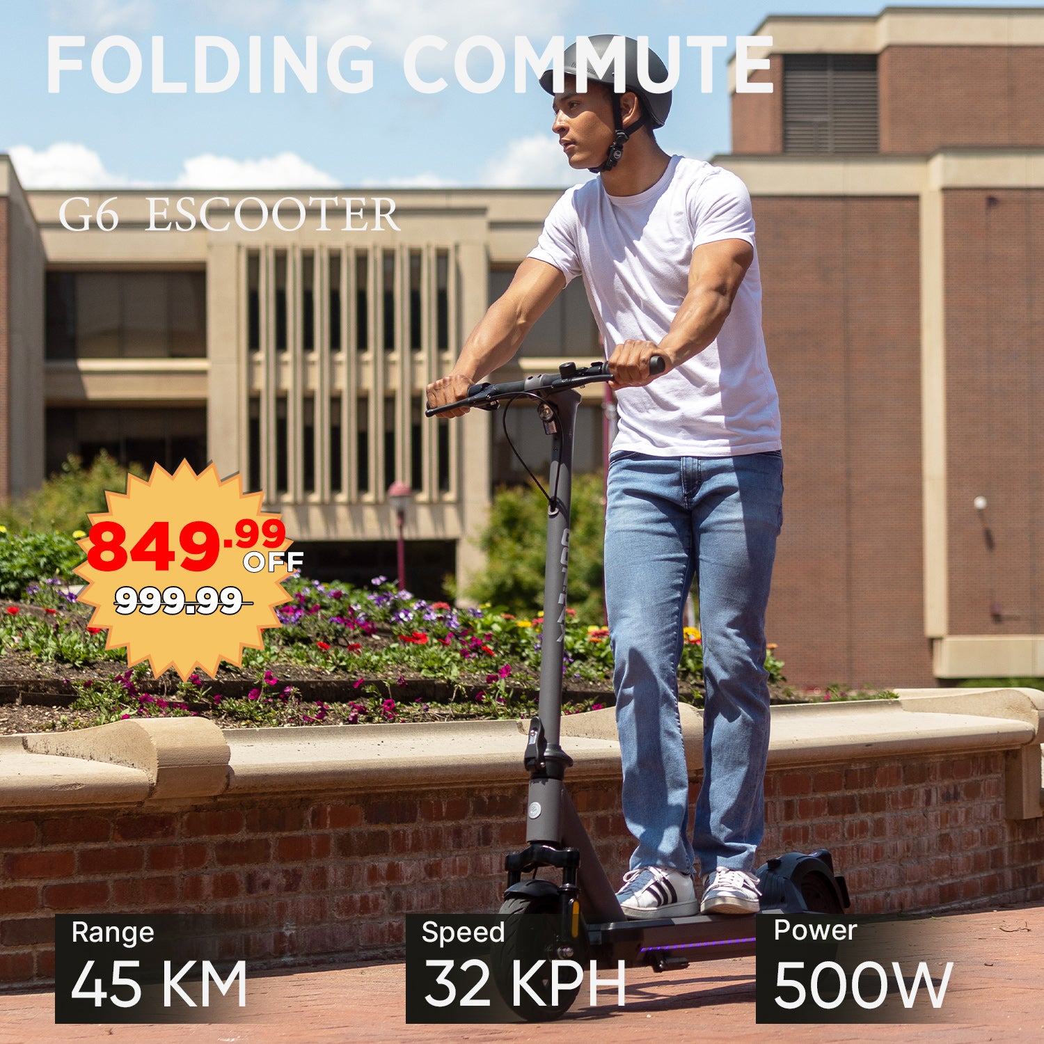 G6 Electric Scooter 10" 32KPH | 45KM Range(🔥 Spring Sale)