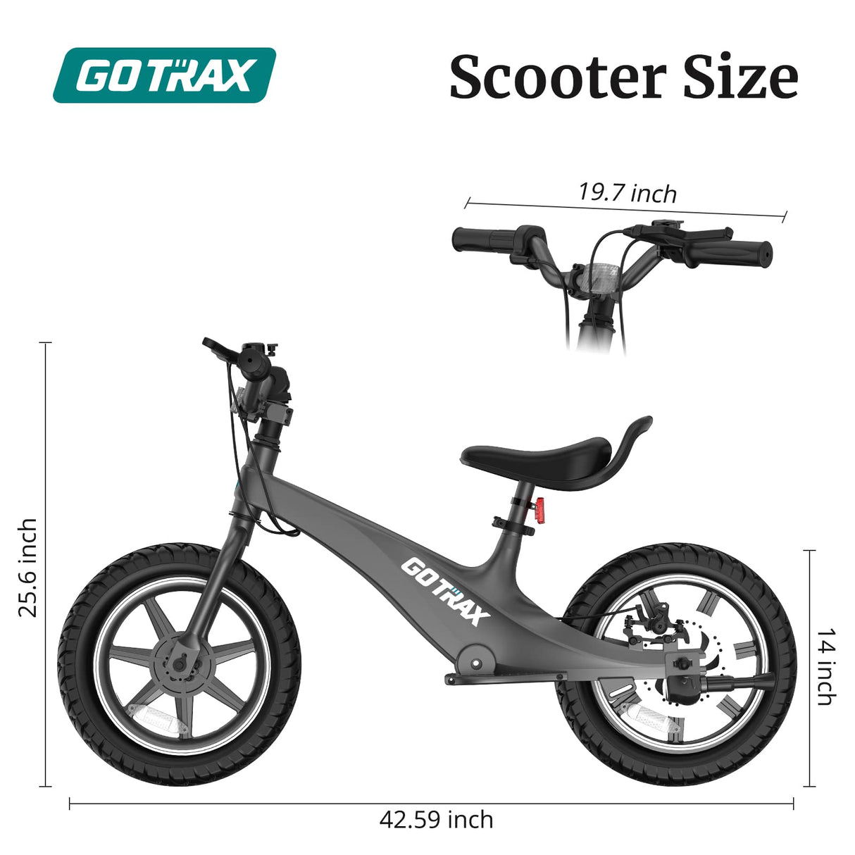 Vélo d'équilibre électrique à pneus pneumatiques pour enfants V14 14" 19 km/h | Autonomie de 25 km