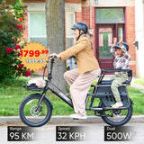 Porter Electric Cargo Bike with Free Accessories (🔥 Mother's Day Sale) (Rear&Front Rack, Child Seat)