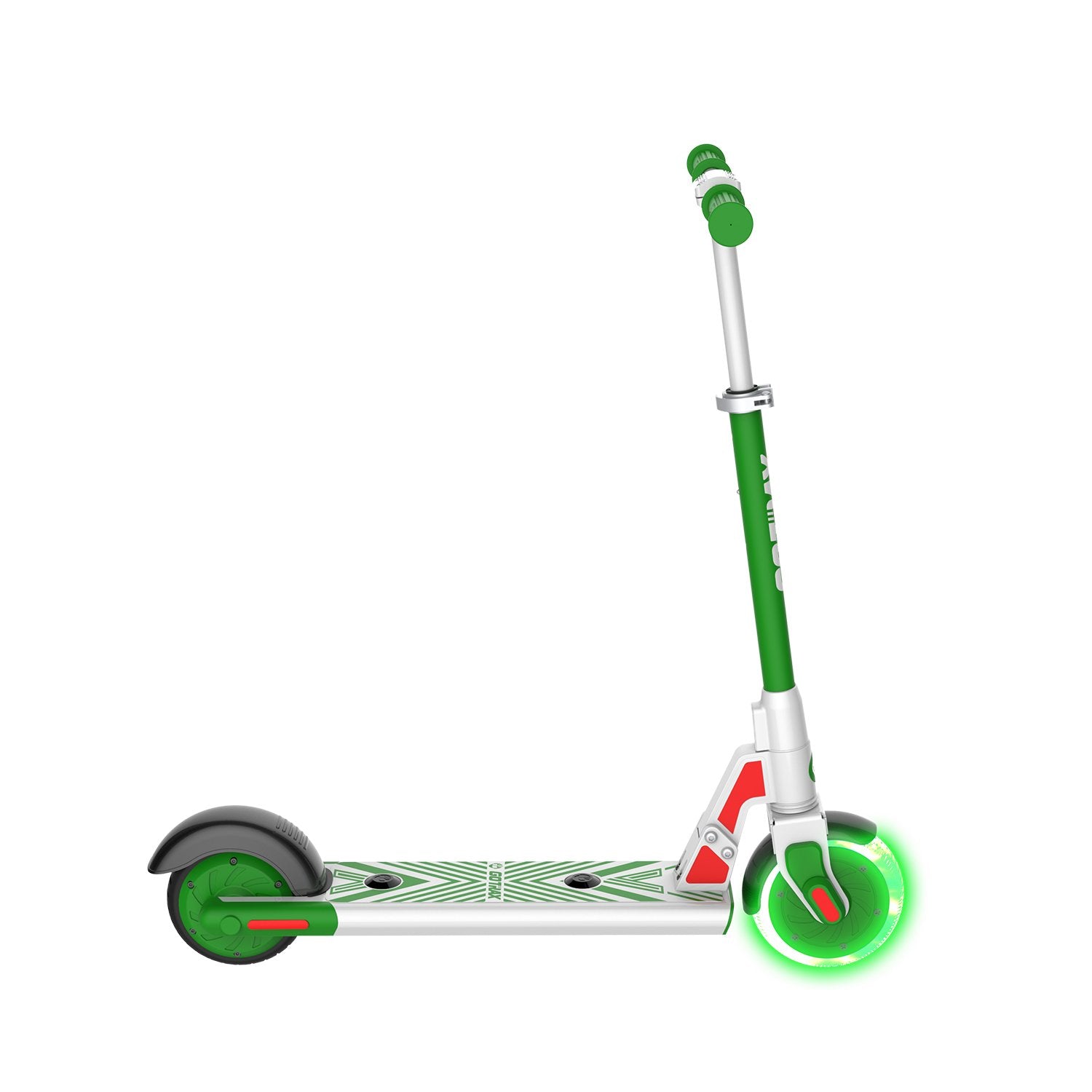 green gks lumios electric scooter for kids side image